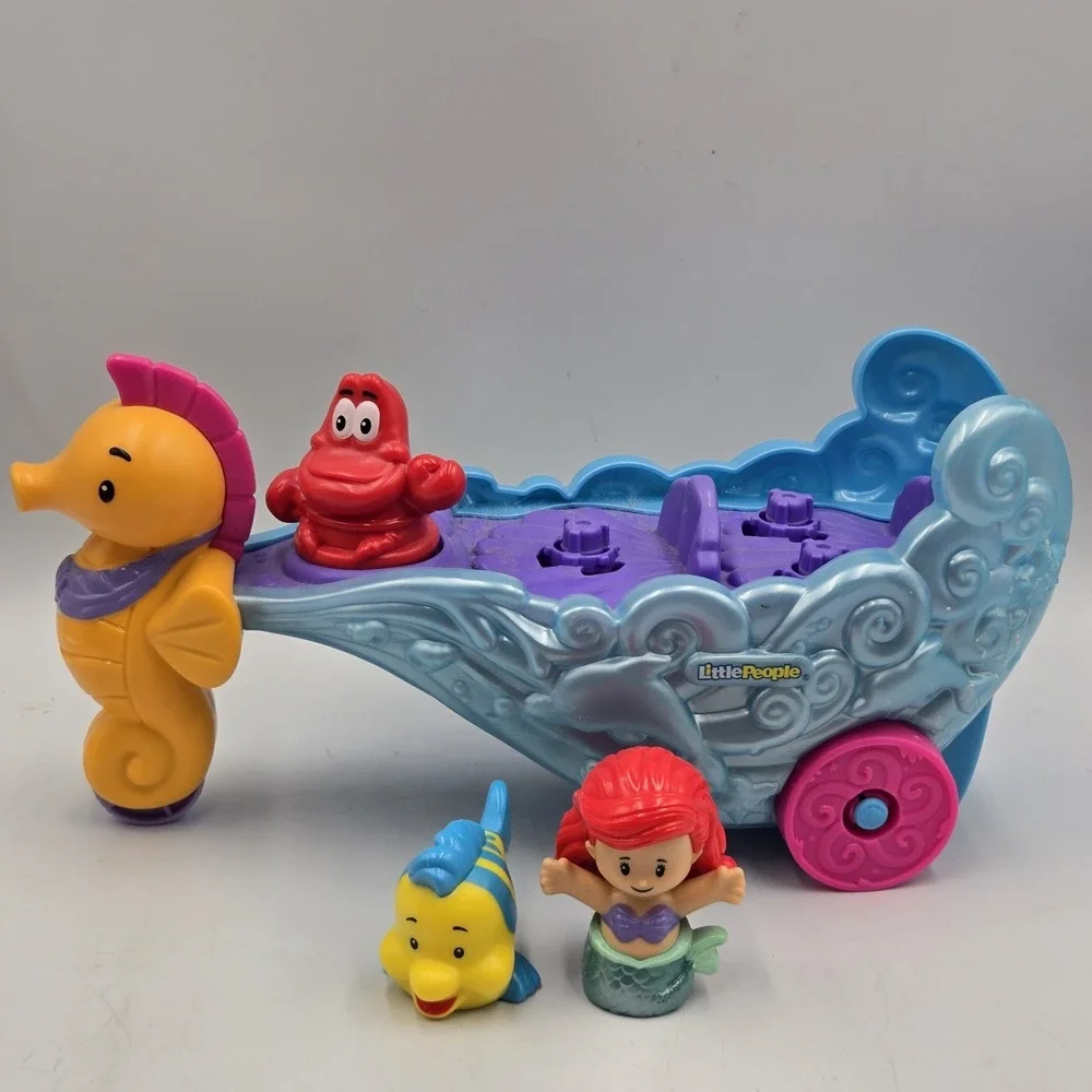 Disney Little People Little Mermaid Ariel's Sea Carriage Complete Works Flounder